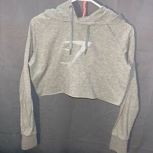 Gray Cropped Gym shark Hoodie